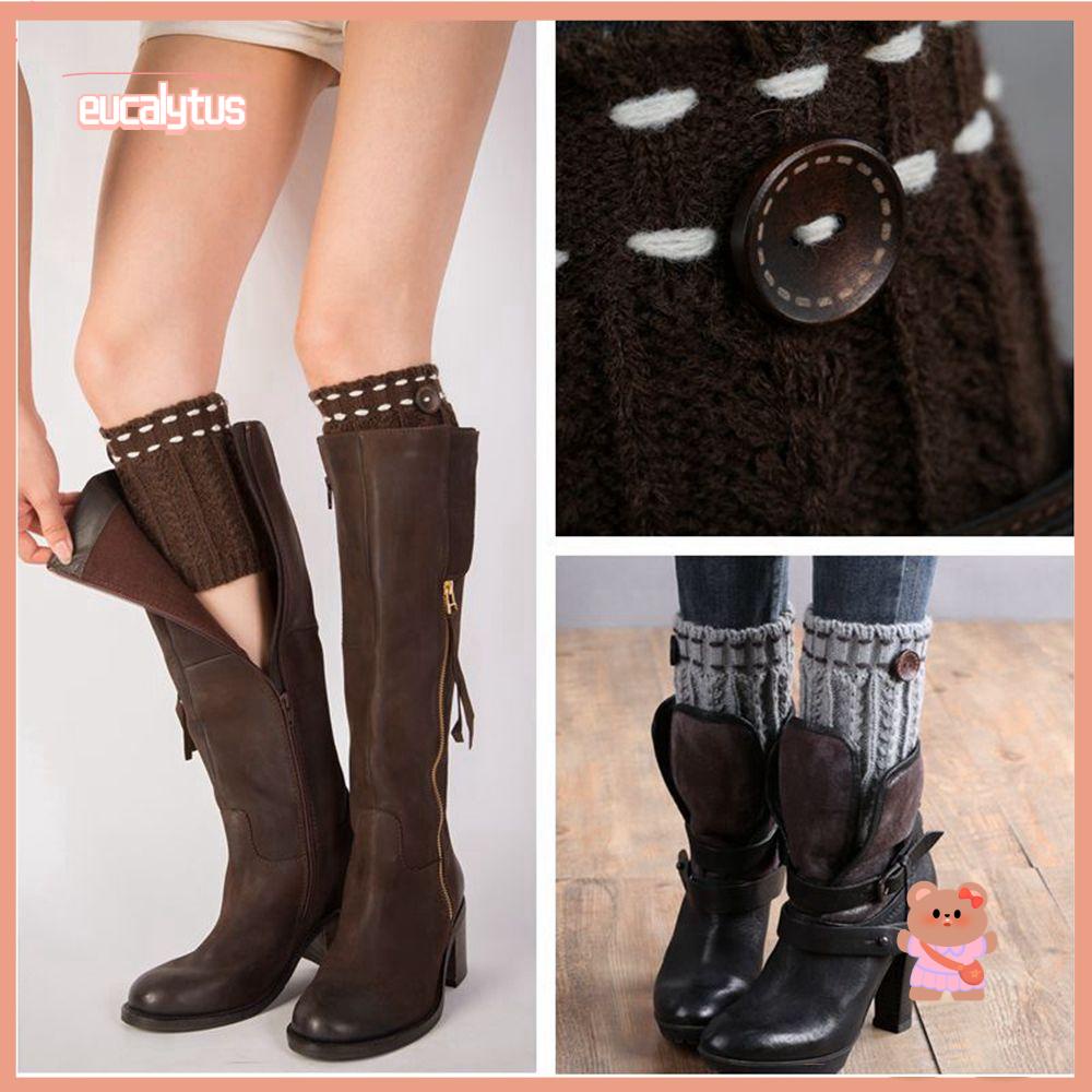 Eutus Vớ Dệt Kim Làm Ấm Chân Cài Nút Thời Trang