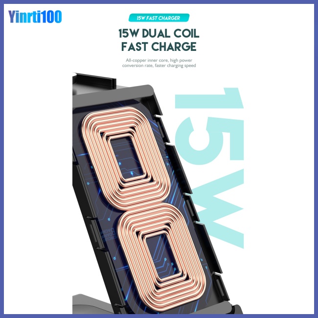 Đế Sạc Nhanh Không Dây Yinrti 3 Trong 1 15w Tương Thích Với Điện Thoại Đồng Hồ Ios