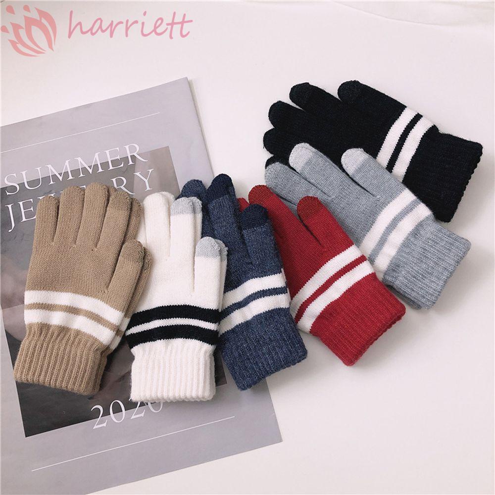 Găng Tay Dệt Kim Màu Trơn Giữ Nhiệt Thoải Mái Bảo Vệ Khi Đạp Xe Phong Cách Hàn Quốc Cho Nữ