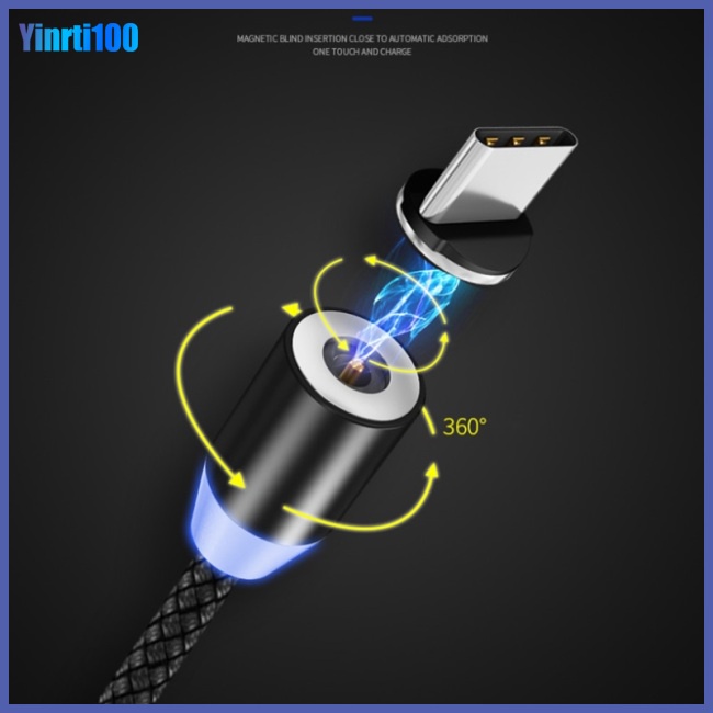 Dây Cáp Sạc Dữ Liệu Micro Usb Type C Có Đèn Led Nam Châm Cho Điện Thoại Di Động