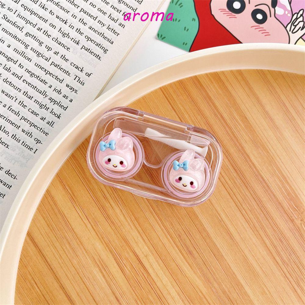 Hộp Đựng Kính Áp Tròng Trong Suốt Hình Vuông In Họa Tiết Kuromi Melody Phong Cách Hàn Quốc Cho Nữ