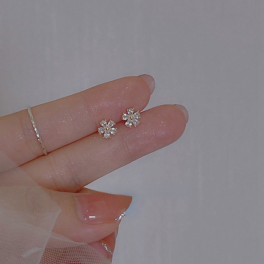 One Cặp Bông Tai Hình Hoa Tuyết Đính Đá Lấp Lánh Sang Trọng Cho Nữ