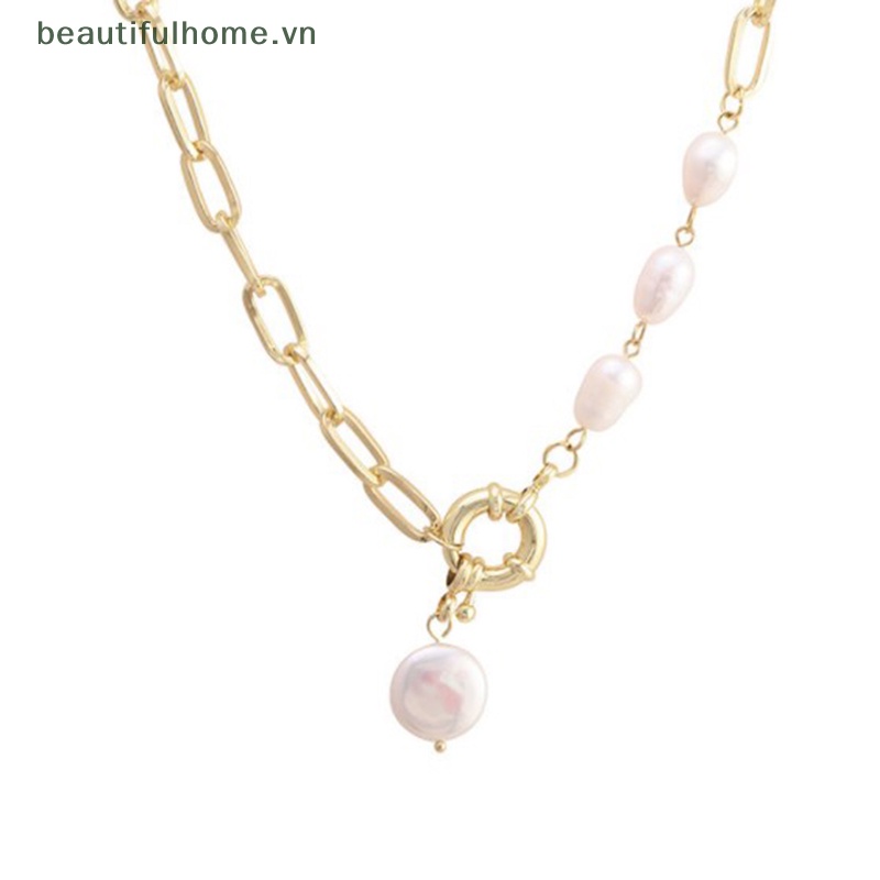 Vòng Cổ Choker Bằng Kim Loại Đính Ngọc Trai Phong Cách Baroque Đơn Giản Dành Cho Nữ