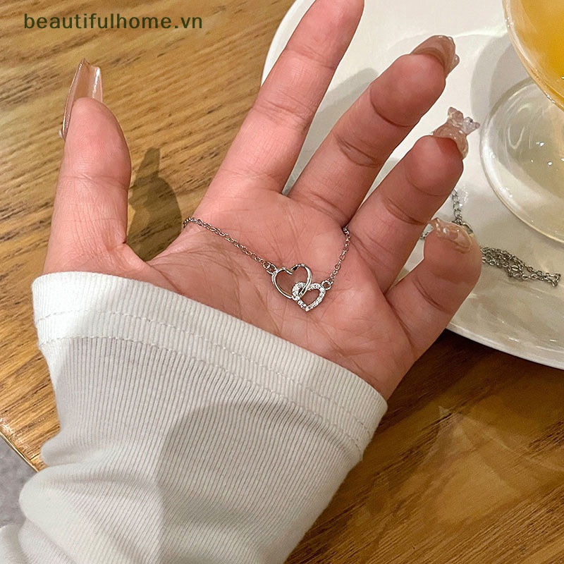Vòng cổ Mặt Trái Tim Đính Đá Zircon Lấp Lánh Thời Trang Cho Nữ