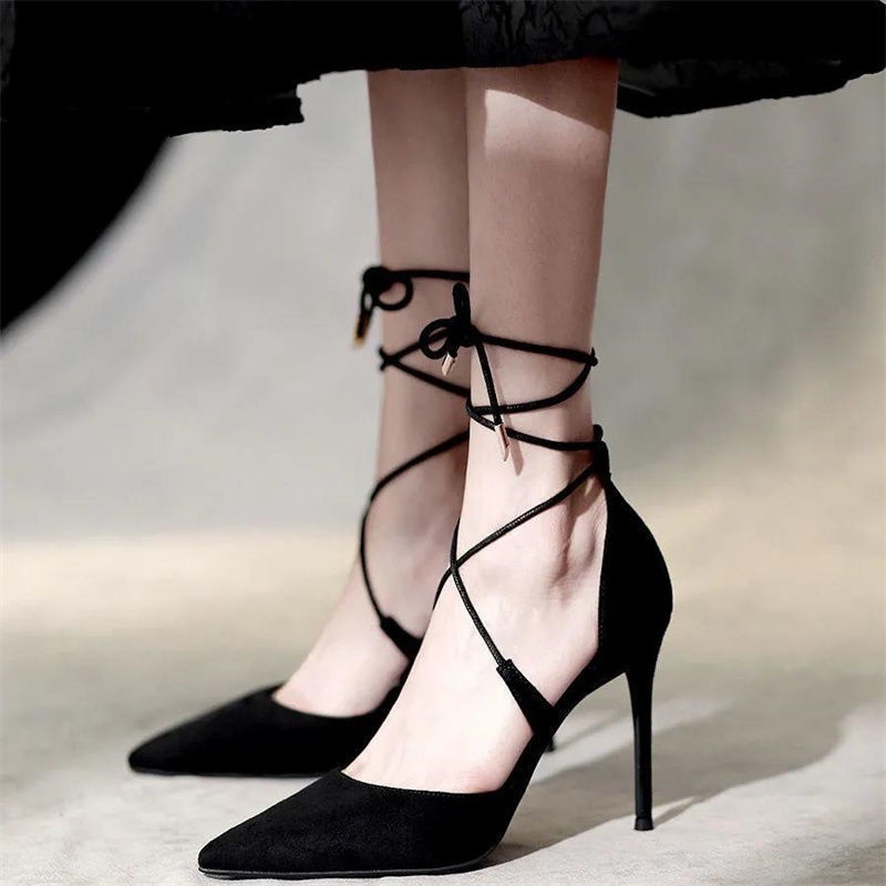 Giày sandal cao gót bít gót buộc dây 9 phân Chị Đẹp Store  mã U38