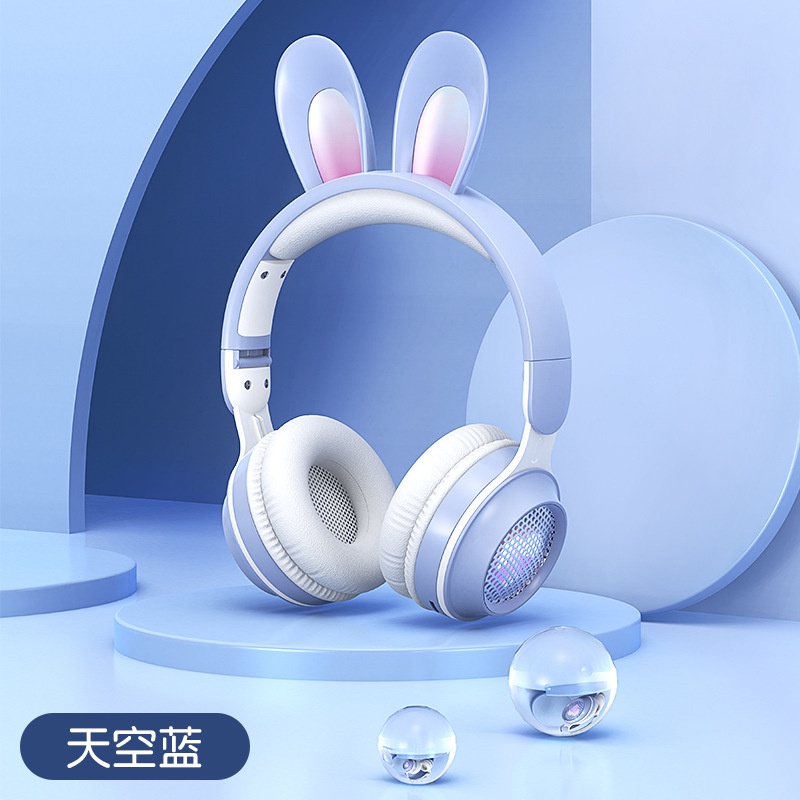 Tai Nghe Bluetooth Ke01 Không Dây Hình Tai Thỏ Đáng Yêu Có Thể Gấp Gọn Jack 3.5mm