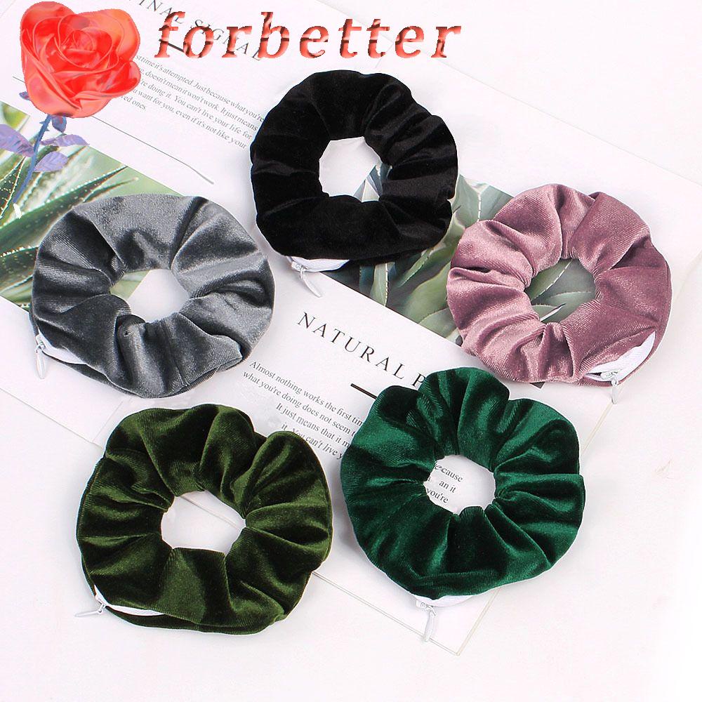 Dây Buộc Tóc Vải Nhung Co Giãn Có Khóa Kéo Thời Trang