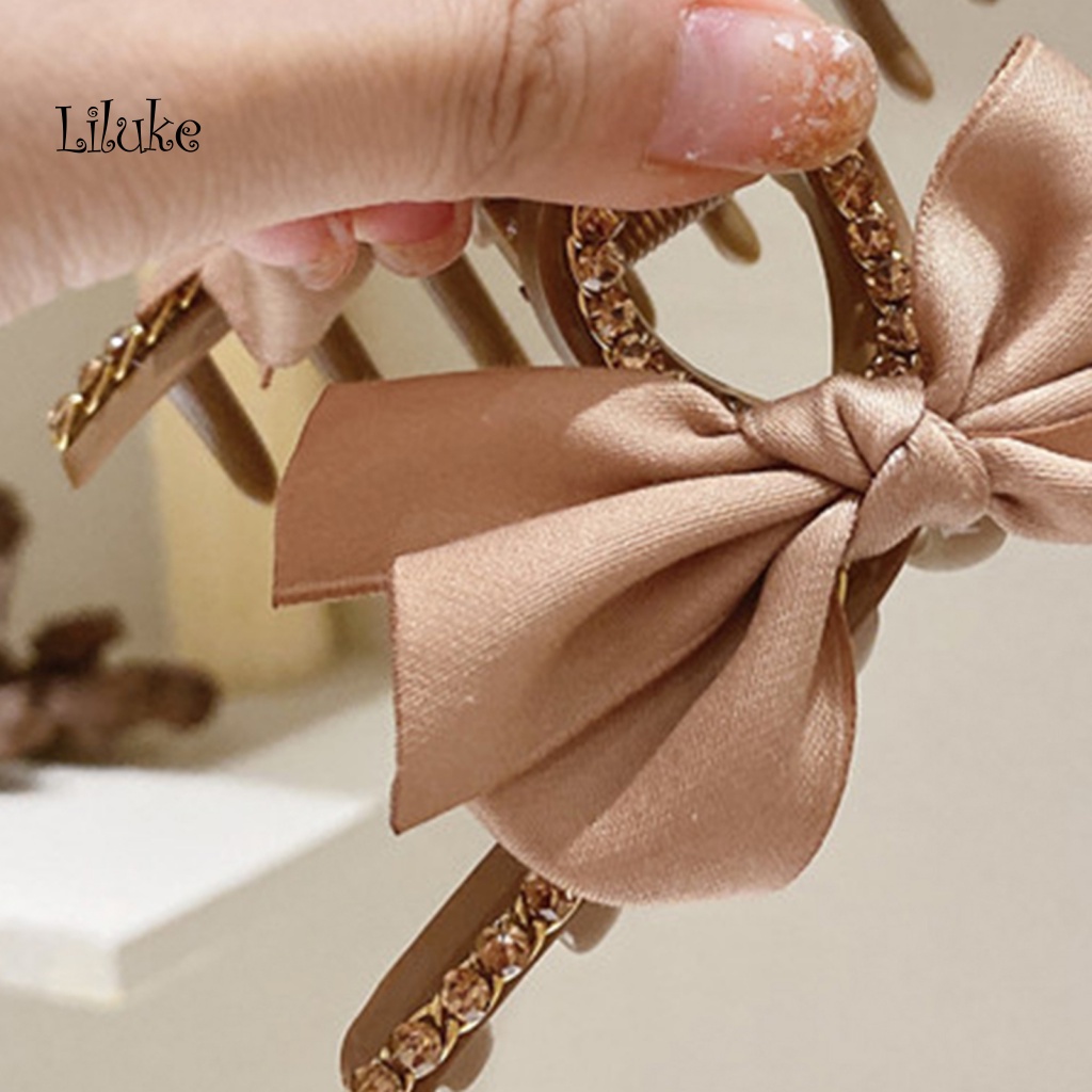 Kẹp Tóc Càng Cua Đính Đá Màu Trơn Chống Rơi Cho Nữ