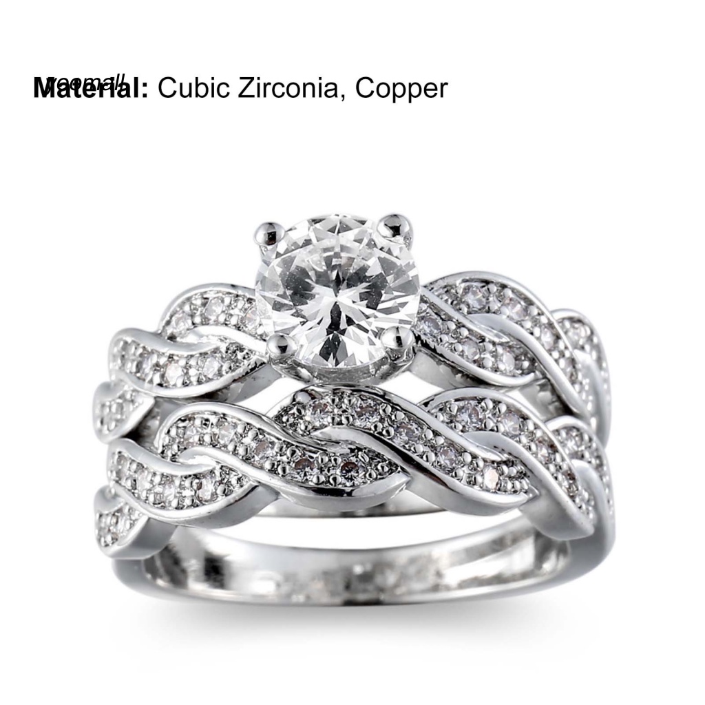 Set 2 Nhẫn Đeo Tay Kim Loại Đính Đá Thời Trang Cho Nữ