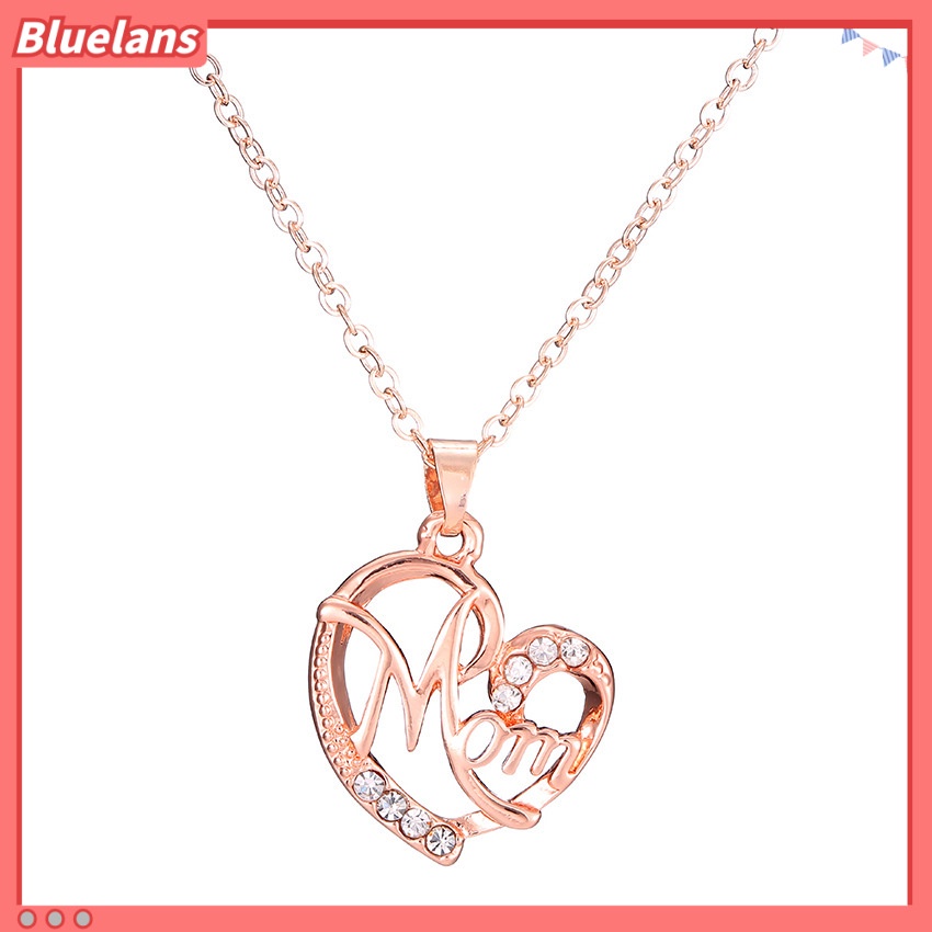 Vòng cổ Mặt Trái Tim Đính Đá Kim Cương Hình Chữ mom