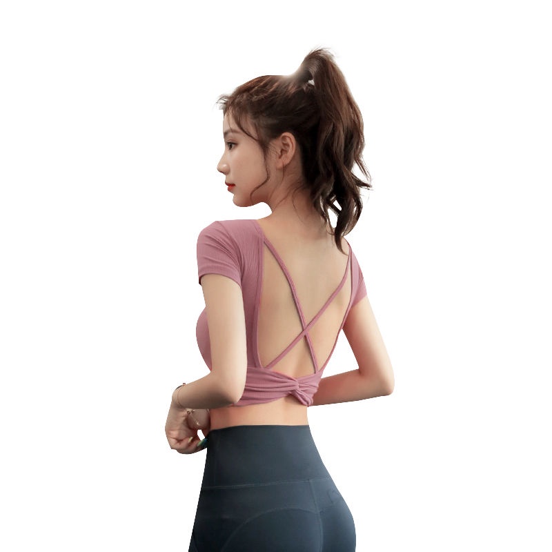 Áo Thun Thể Thao Tay Ngắn Dáng Ôm Hở Lưng Thời Trang Mùa Hè Cho Nữ
