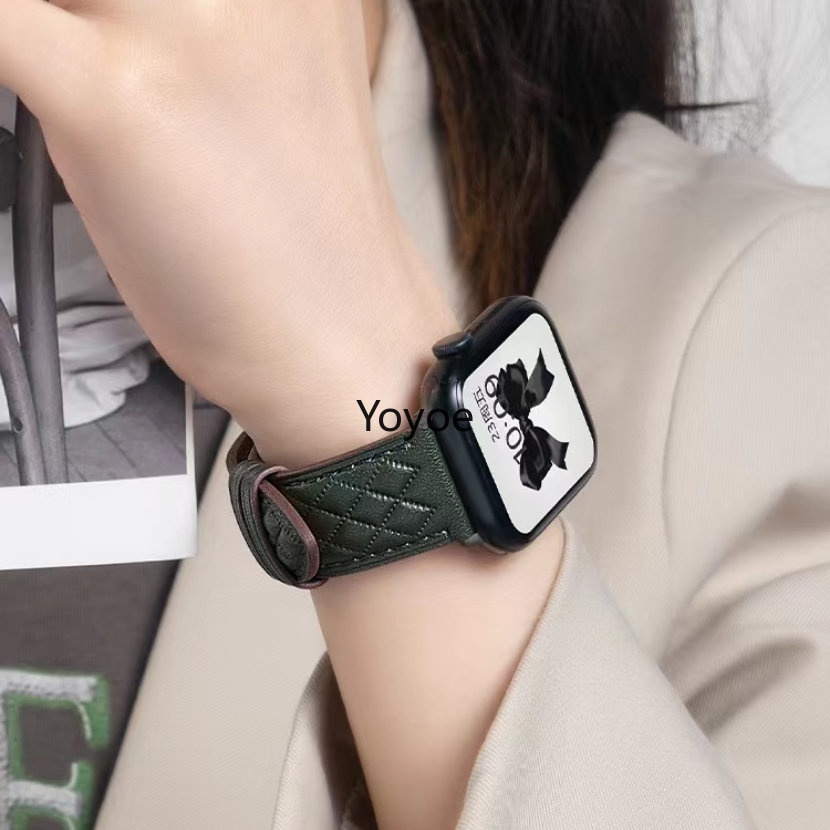 Dây Đeo Bằng Da Có Khóa Kim Loại Cho Đồng Hồ Apple 44mm 45mm 49mm 40mm 41mm 42mm 38mm 45 44 mm iWatch Series 3 4 5 6 Se 7 8