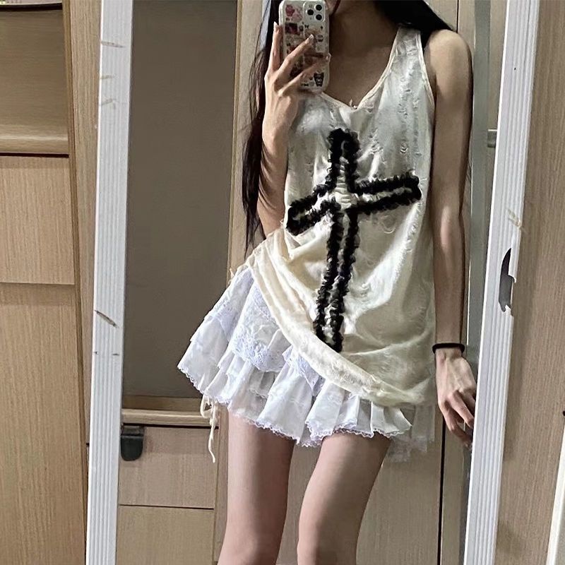 Áo Hai Dây Dáng Rộng Phong Cách Retro Mỹ Thời Trang Xuân Hè Hàng Mới 2023 Dành Cho Bạn Nữ