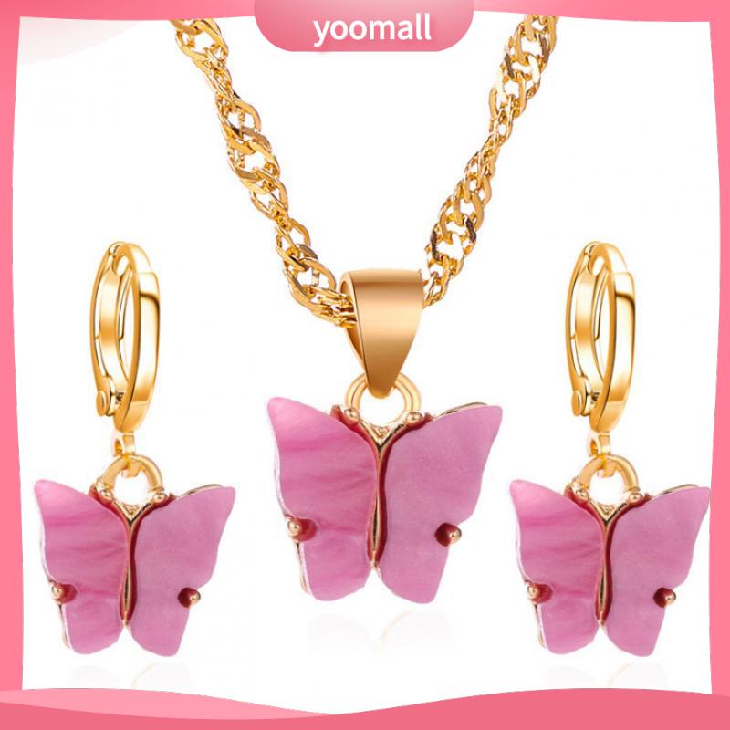 Bộ Vòng cổ + Bông Tai Hình Bướm Nhỏ Xinh Ngọt Ngào