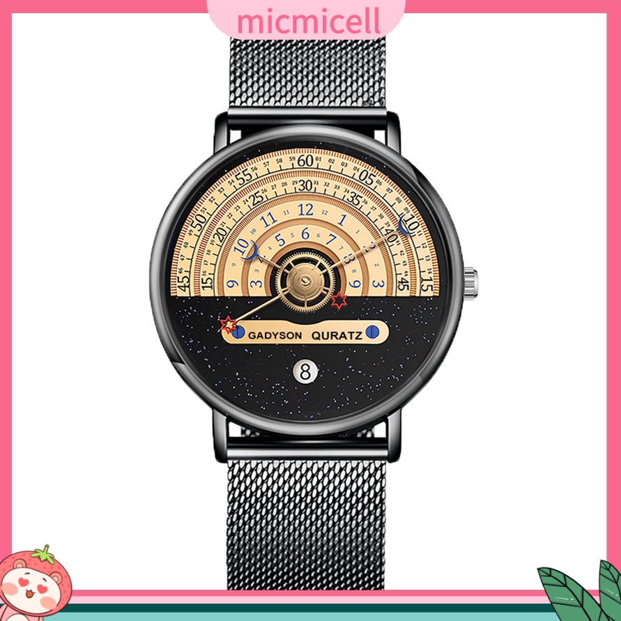 Đồng Hồ quartz Nam Hiển Thị Ngày Thời Gian Bán Ngày Màu Trắng Đen