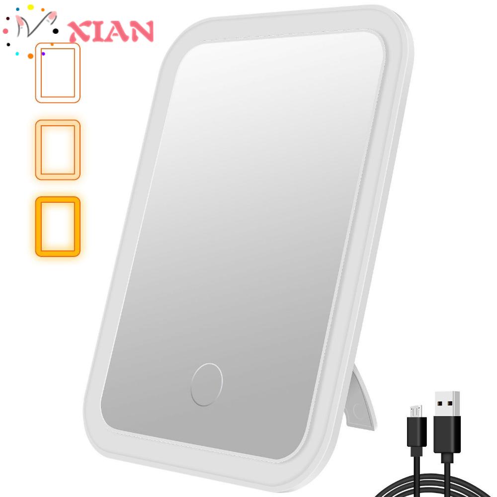 XIANTIN Gương Trang Điểm Để Bàn Có Thể Điều Chỉnh Độ Sáng Kèm Giá Đỡ Sạc USB Tiện Dụng