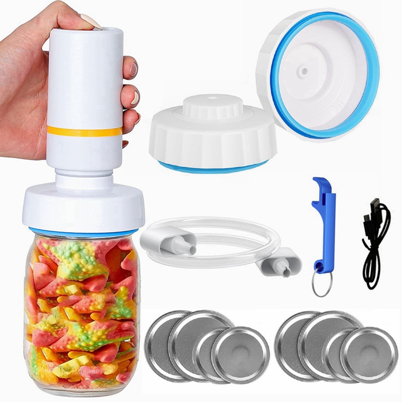 Bộ Dụng Cụ Hút Chân Không Niêm Phong Hũ Mason Tươi Mới Dễ Sử Dụng - Phù Hợp Với Hộp Mason Miệng Rộng Và Thường Xuyên
