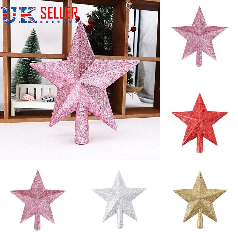 New Glitter Star Christmas Tree Topper Decoration Xmas Tree Top Glitter Ornament