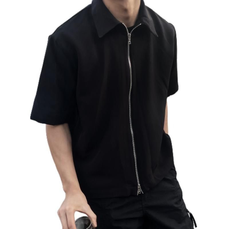 Áo Sơ Mi Tay Ngắn Khóa Kéo Đôi Màu Sắc Thời Trang Mùa Hè Cho Nam