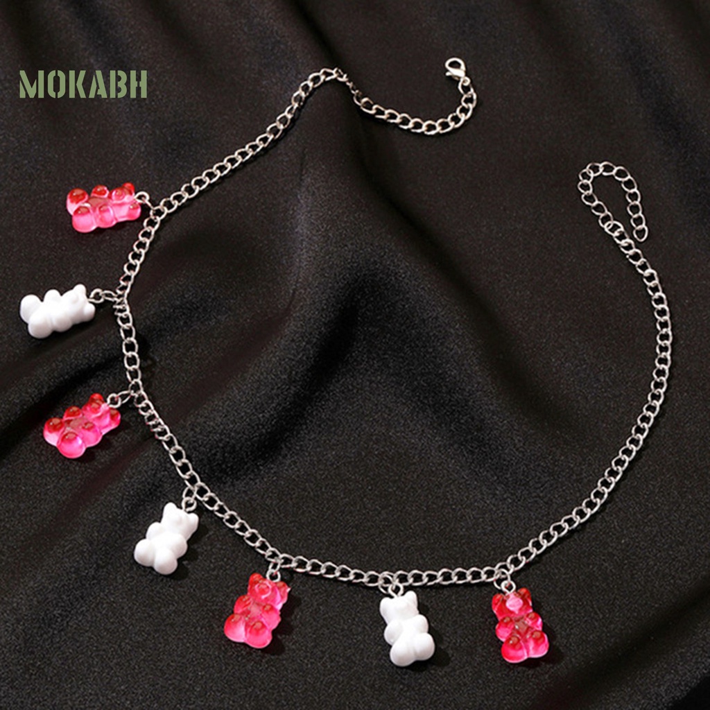 Vòng cổ Kim Loại Mặt Hình Gấu Hoạt Hình Màu Kẹo Ngọt Dễ Phối Đồ Chống Dị Ứng Thời Trang Cho Nữ