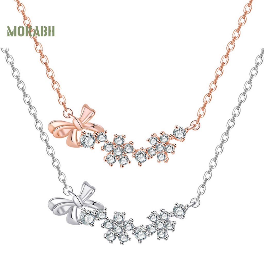 Vòng cổ Mạ Điện Màu Sắc Trơn Trang Trí Thắt Nơ Đính Đá Zircon Thời Trang Cho Nữ