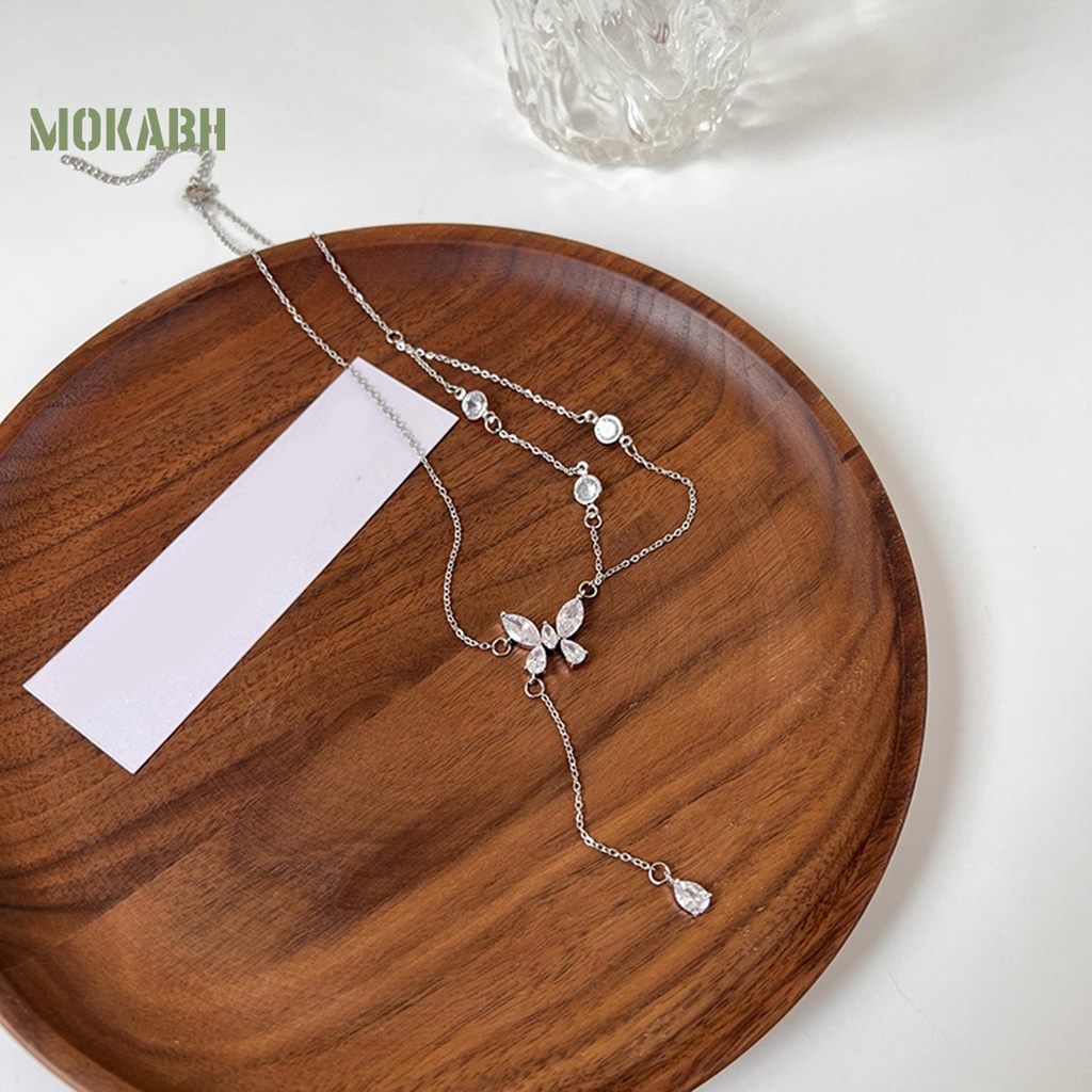 Vòng cổ Hai Lớp Họa Tiết Hình Con Bướm Đính Đá Thời Trang Dành Cho Nữ