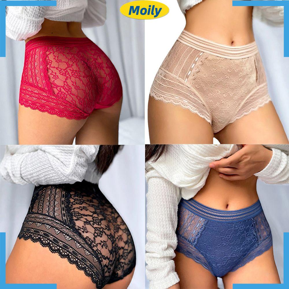 MOILYVN Quần Lót Lưới Lưng Cao Hoạ Tiết Hoa Cho Phái Nữ