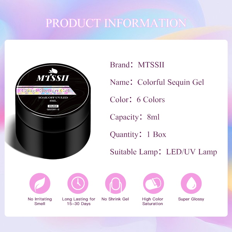 Gel Kim Tuyến Lấp Lánh MTSSII Trang Trí Móng Tay Nghệ Thuật 8ml