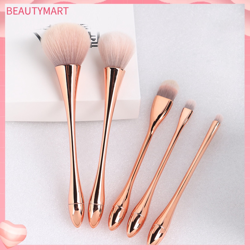 Set 5 Cọ Trang Điểm Thắt Lưng Bằng Nhựa Lông Mềm Mạ Điện Đa Năng