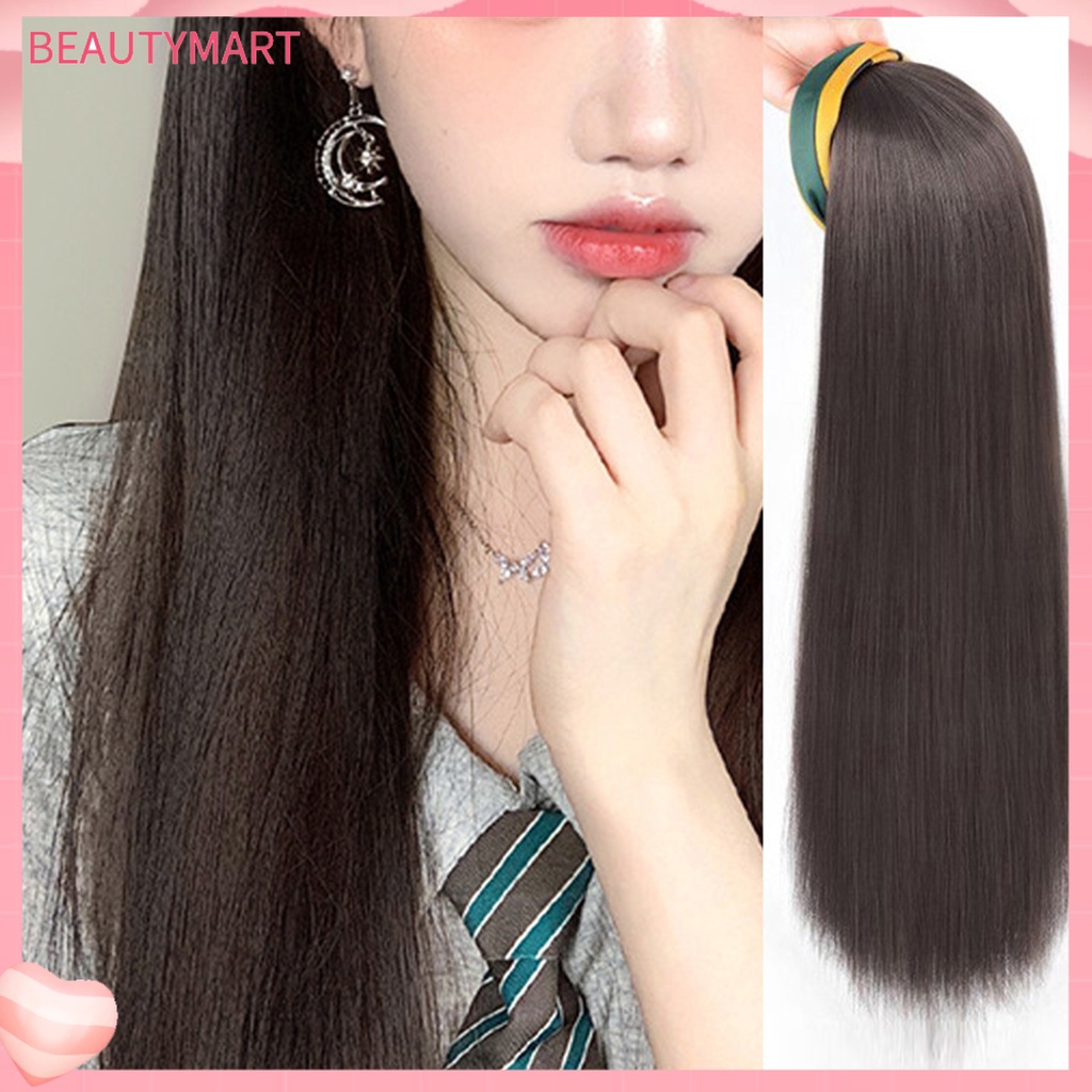 Bộ Tóc Giả Dài Thẳng Mềm Mại Màu Đen Tự Nhiên Thoải Mái Dễ Sử Dụng