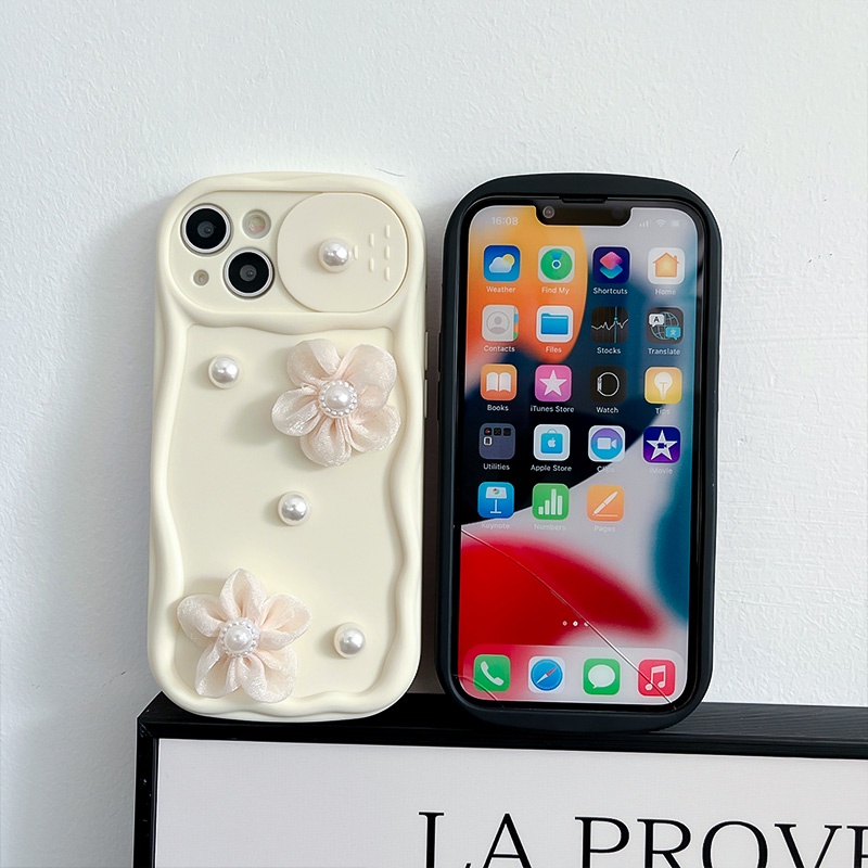 Ốp Điện Thoại TPU Mềm Chống Sốc Đính Hạt Ngọc Trai Và Hoa 3D Dành Cho Apple IPhone 14 13 12 11 Pro Max