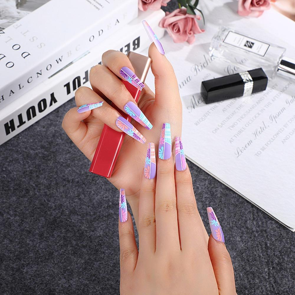 Bộ Móng Tay Giả Ballerina Dạng Nhấn Che Phủ Toàn Diện Có Thể Tháo Rời DIY