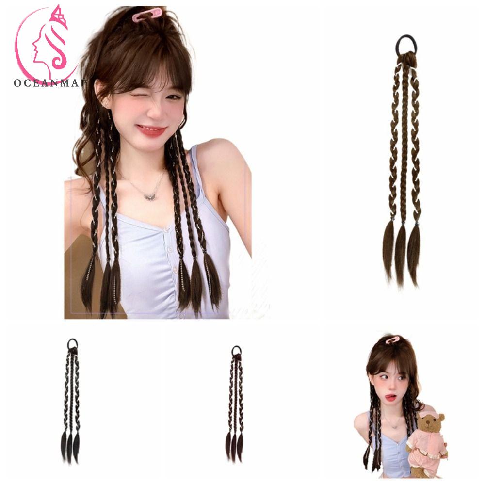 Tóc Giả Kiểu Thắt Bím Bằng Sợi Tổng Hợp Kháng Nhiệt Màu Đen / Nâu Dành Cho Nữ