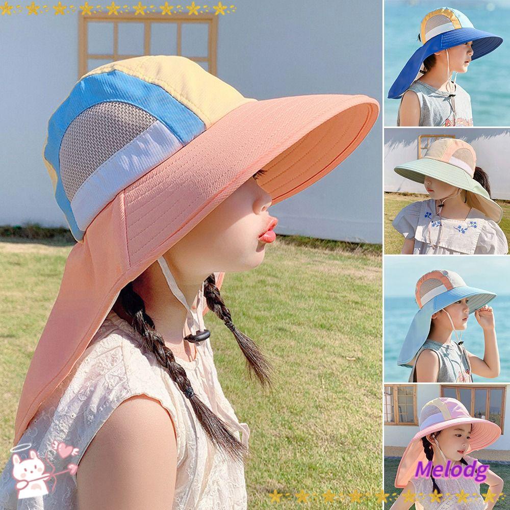 Mũ Panama Rộng Vành Thoáng Khí Có Dây Đeo Cổ Thời Trang Mùa Hè Cho Bé
