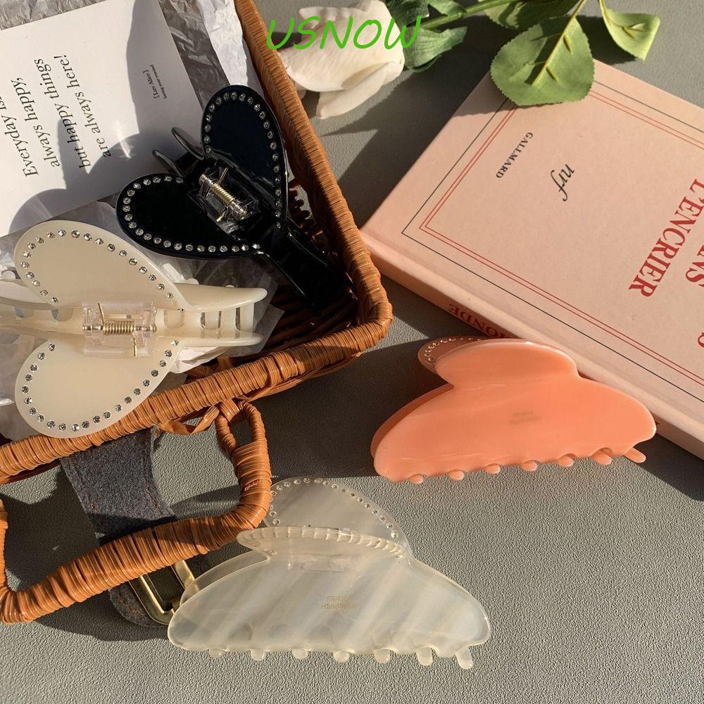 USNOW Kẹp Tóc Càng Cua Hình Trái Tim Phong Cách Hàn Quốc Ngọt Ngào Cho Nữ Giá Đỡ