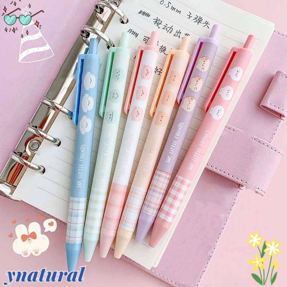 YNATURAL Set 6 Bút Bi Mực Đen Ngòi 0.5mm Họa Tiết Hoạt Hình Dễ Thương