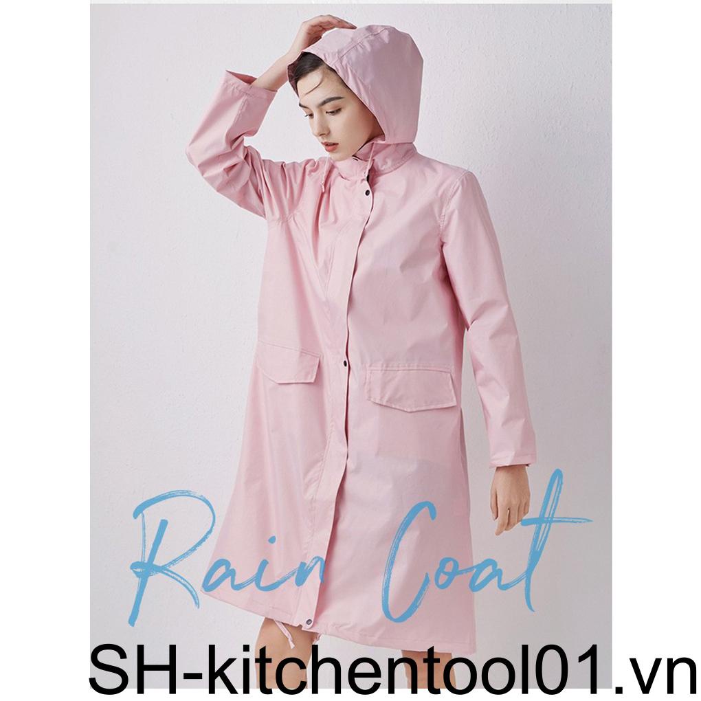 Áo Mưa Dáng Dài Mỏng Thoáng Khí Chống Thấm Nước Có Mũ Trùm Tiện Dụng Cho Nam Và Nữ