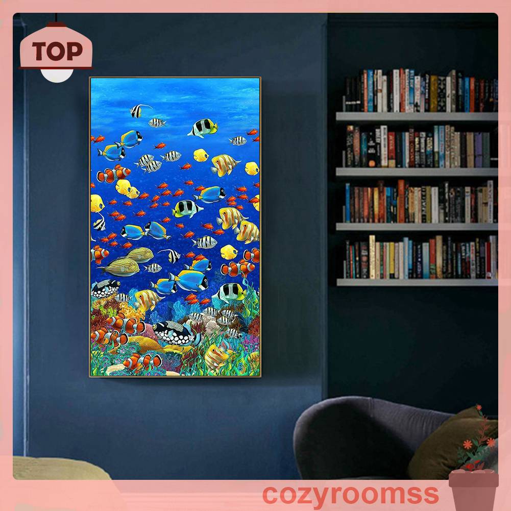 Tranh Đính Đá Kim Cương Toàn Bộ 5D DIY Hình Vẽ Cá Đại Dương