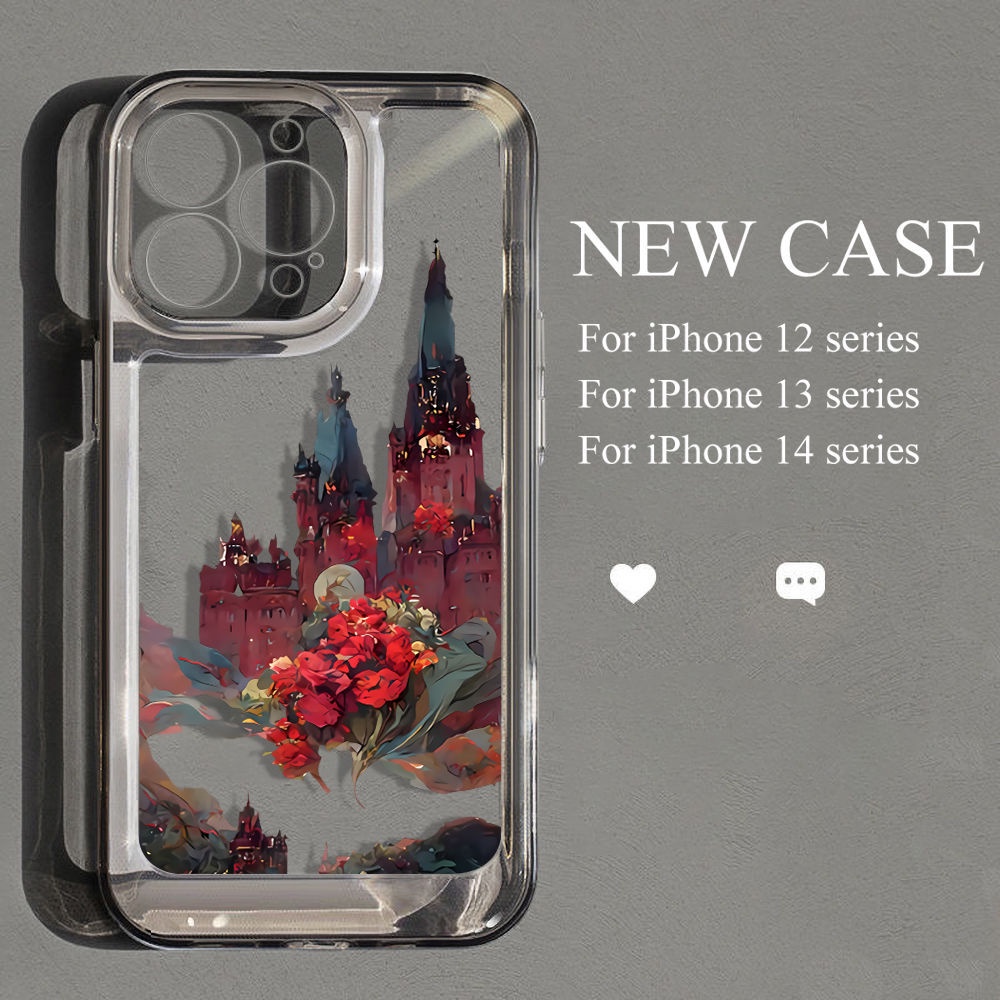 Ốp Điện Thoại In Hình Lâu Đài Và Hoa Cổ Điển Bảo Vệ Toàn Diện Cho Iphone14 Pro Max 13pro Niche X 12 11 Pro Max