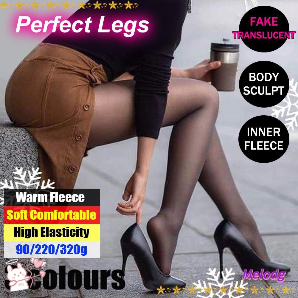 MELODG Quần Tất Giữ Ấm Giả Lông Cừu Màu Đen / Xám / Cà Phê Độ Co Giãn Cao