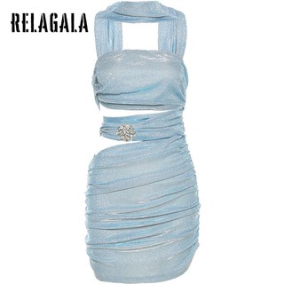 RelaGala Nữ Đường Phố Mới Thời Trang Đơn Giản Gợi Cảm Cổ Cao Cấp Đầm