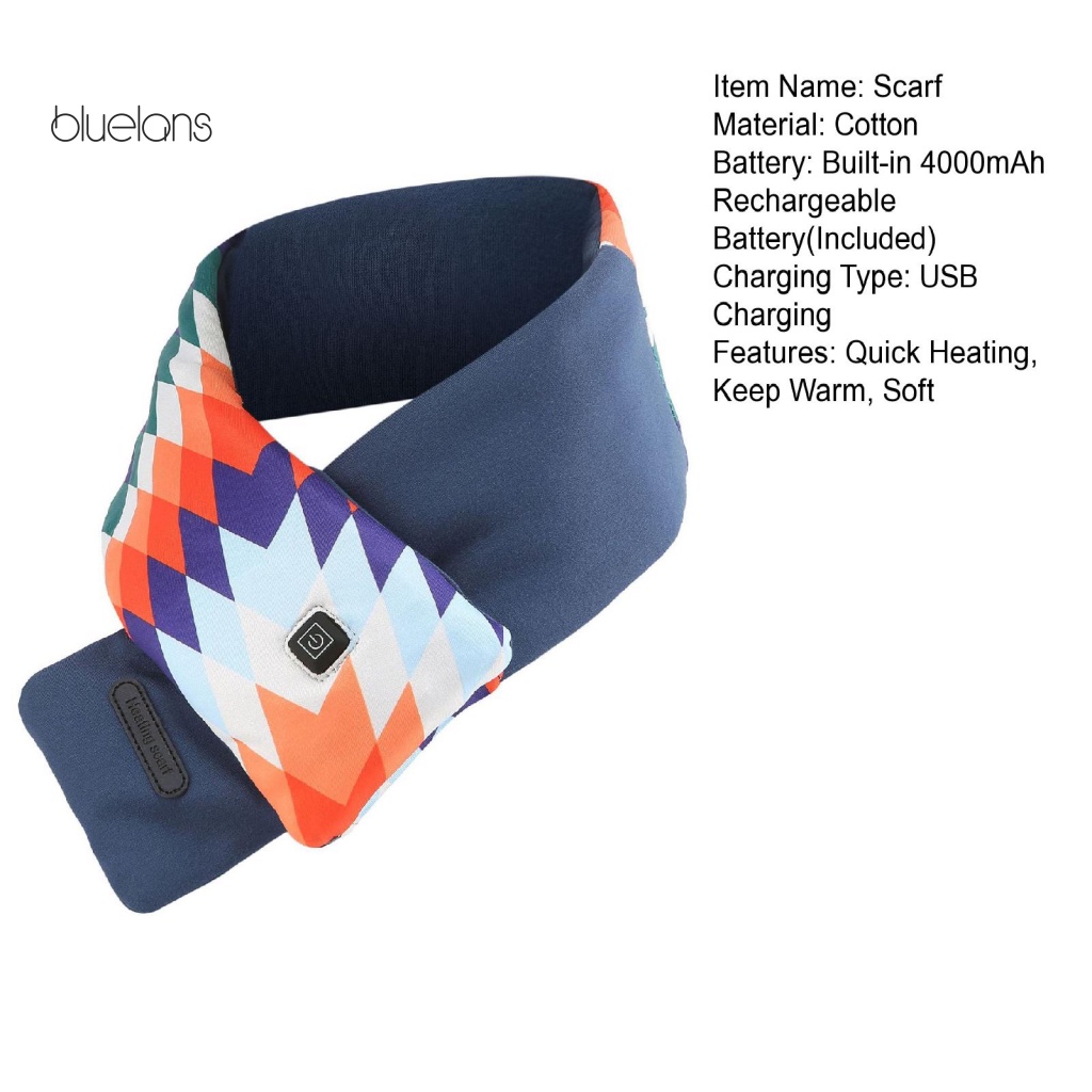 Bluelans Khăn Choàng Cổ / Vai 3 Cấp Độ Bằng Điện Sạc USB Chống Gió Mềm Mại Giữ Ấm Giảm Đau Nhanh Có Thể Giặt Được Dùng Hàng Ngày