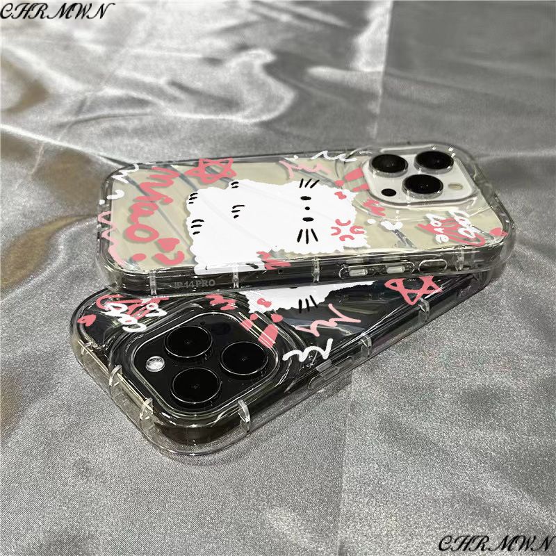 Ốp Điện Thoại Mềm Trong Suốt Hình Mèo Và Chữ Tiếng Anh Cho iPhone14promax 1312 / 11 7 / 8plus xr / sins 3EJG
