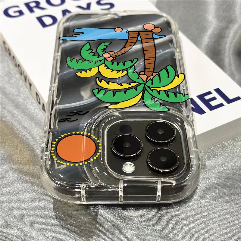 Ốp Điện Thoại Mềm Trong Suốt In Hình Cây Dừa Cho Iphone 14Promax 811 Xr Xsins Seaside / 13127 3EYL