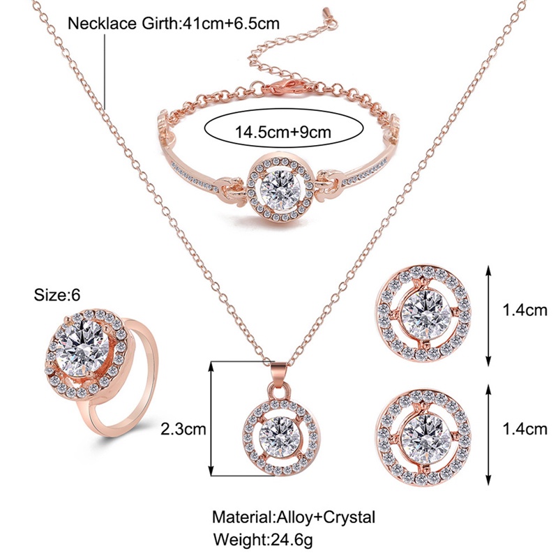 Ygt Bộ Trang Sức Vòng cổ / Nhẫn / Vòng Tay Mạ Bạc Đính Đá Zircon Tinh Tế Cho Nữ