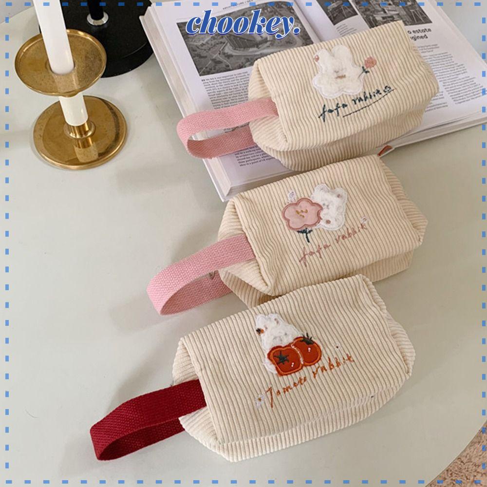 CHOOKEY Túi Đựng Bút Thêu Hoa / Thỏ Cỡ Lớn Tiện Dụng