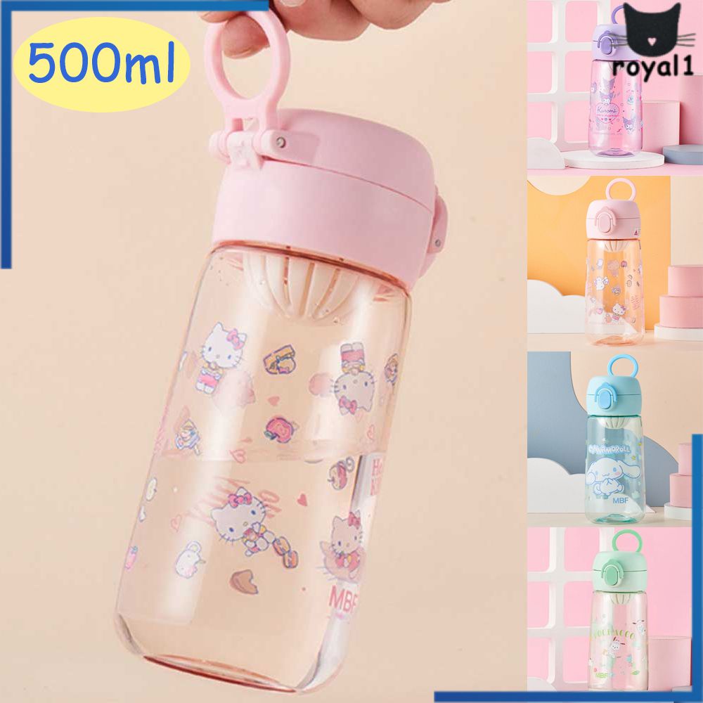 500ml Saneio Kuromi Cinnamoroll Pochacco Hello Kitty Cartoon Unbreakable Lovely Tumbler For Kid Tritan Baby Kids Cartoon School Chai nước uống thể thao có vòng tay royal1.vn