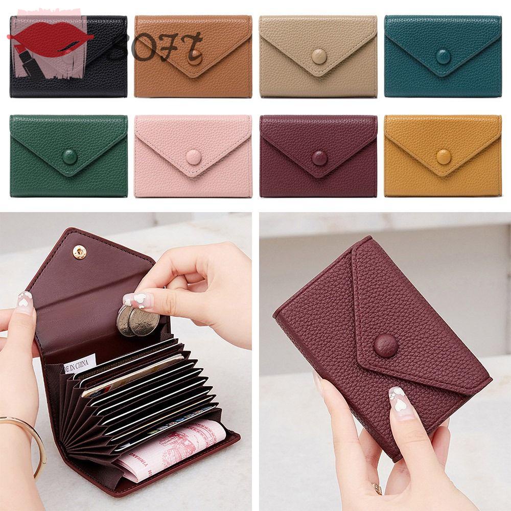 Ví Da Đựng Thẻ Màu Trơn Chống Trộm RFID Thời Trang Cho Nam Và Nữ