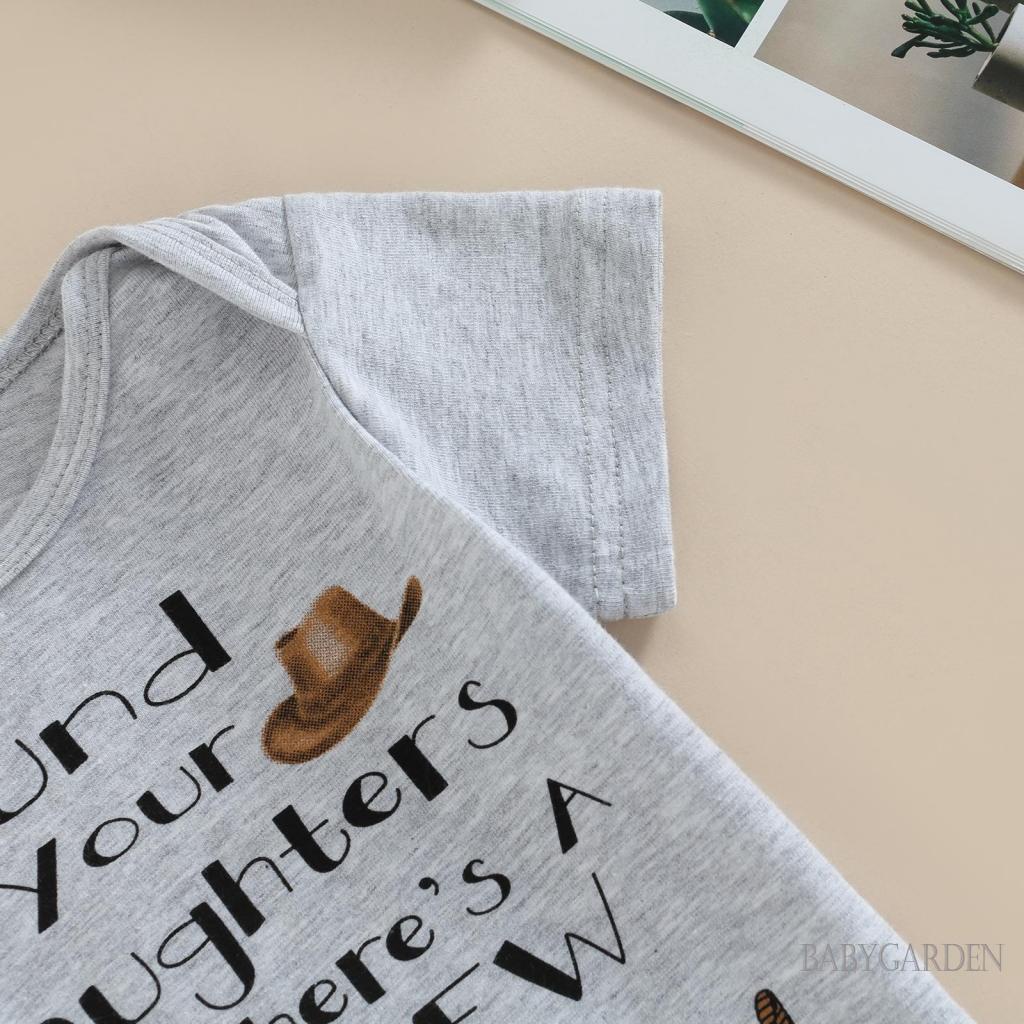 Bộ Áo Liền Quần In Chữ Dễ Thương Cho Bé 0-12 Tháng Tuổi