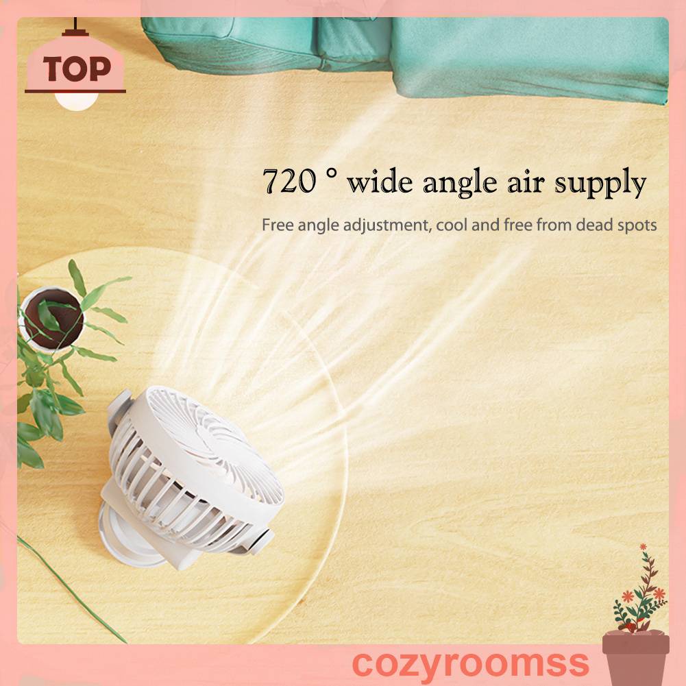 Quạt Điện Để Bàn Dạng Kẹp 3 Tốc Độ Yên Tĩnh 1200mAh Có Cổng Sạc USB Cho Học Sinh